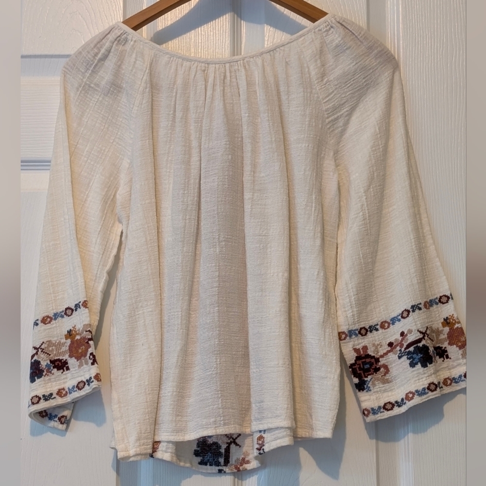 Love Sam Vintage Embroidery Peasant Top Medium - Picture 7 of 10